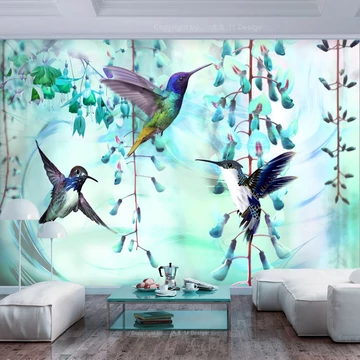 Öntapadó fotótapéta - Flying Hummingbirds (Green)
