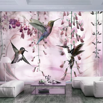 Öntapadó fotótapéta - Flying Hummingbirds (Pink)