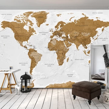 Öntapadó fotótapéta - World Map: White Oceans