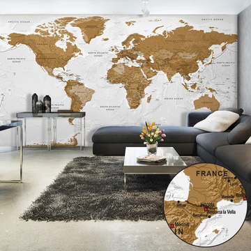 Öntapadó fotótapéta - World Map: White Oceans II