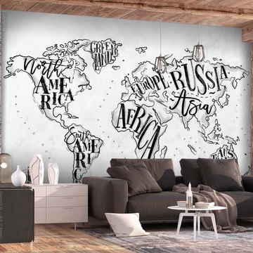 Fotótapéta - Retro Continents (Grey)