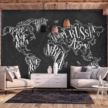 Fotótapéta - Retro Continents (Black)