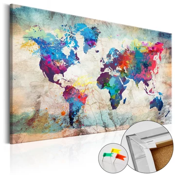 Kép parafán - World Map: Colourful Madness [Cork Map]