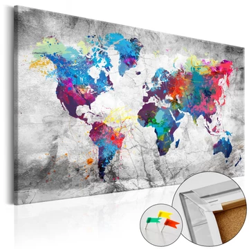Kép parafán - World Map: Grey Style [Cork Map]