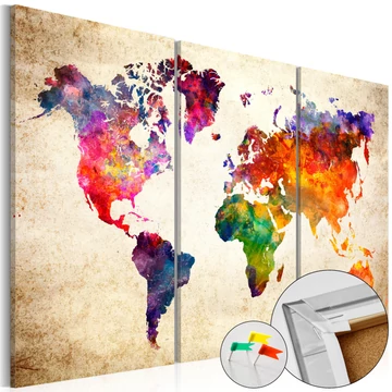 Kép parafán - Corkboard Map in Watercolor
