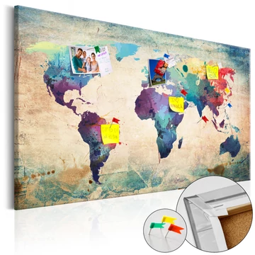 Kép parafán - Colorful World Map [Cork Map]