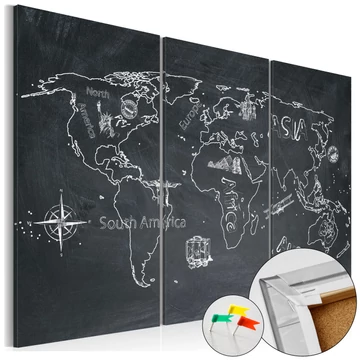 Kép parafán - Travel broadens the mind (triptych) [Cork Map]