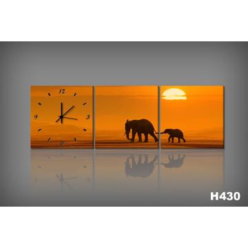 Vászonkép Faliórával Elefantesci H430