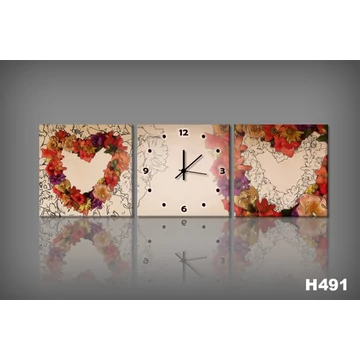 Vászonkép Faliórával H491 Cuore Floreale
