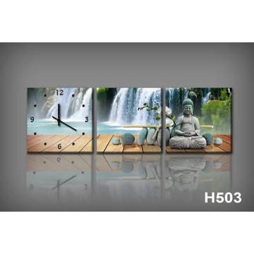 Vászonkép Faliórával H503 falls e buddha