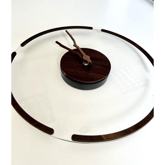 Prémium Modern falióra Plexi és fa kombinációja sötét 30 cm