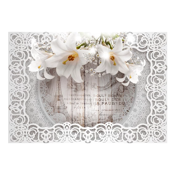 Öntapadó fotótapéta - Lilies and Wooden Background