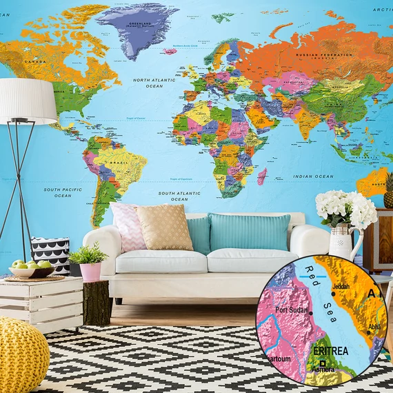 Öntapadó fotótapéta - World Map: Colourful Geography II