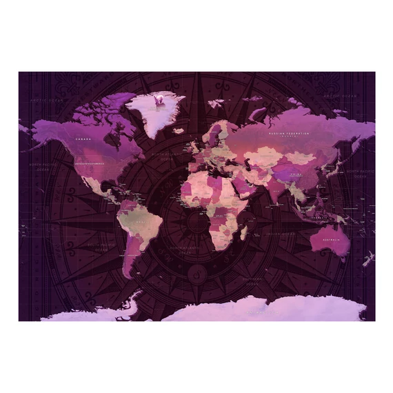 Öntapadó fotótapéta - Purple World Map