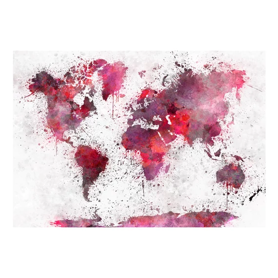 Öntapadó fotótapéta - World Map: Red Watercolors