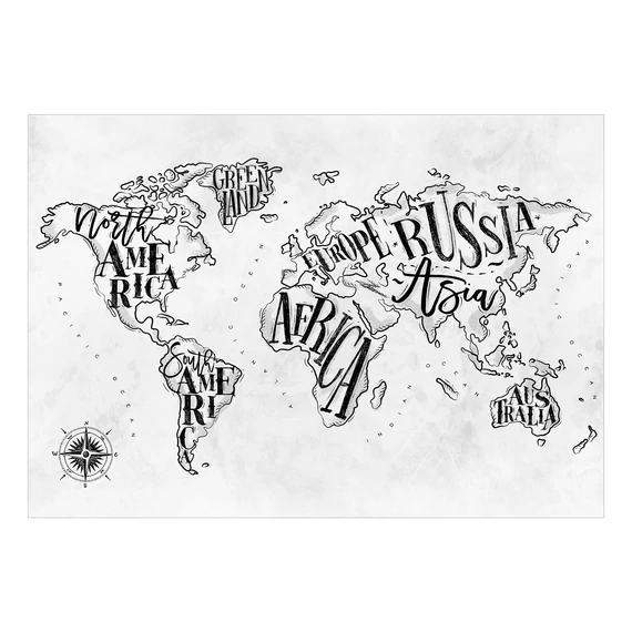 Fotótapéta - Retro Continents (Grey)