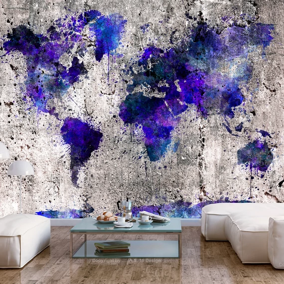 Öntapadó fotótapéta - World Map: Ink Blots