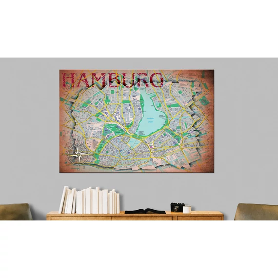 Kép parafán - Hamburg [Cork Map]