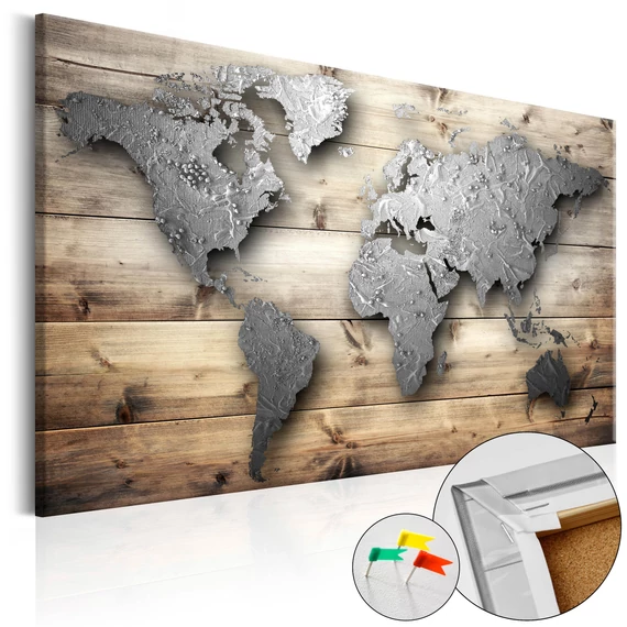 Kép parafán - Silver World [Cork Map]
