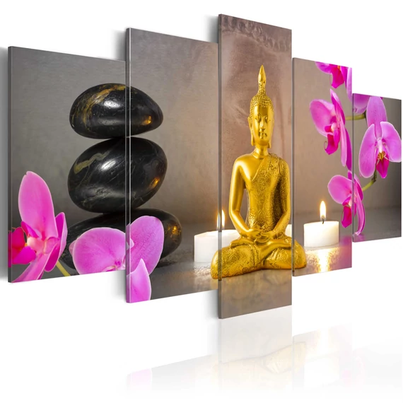 Kép - Golden Buddha and orchids