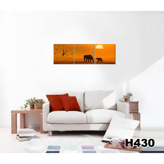 Vászonkép Faliórával Elefantesci H430