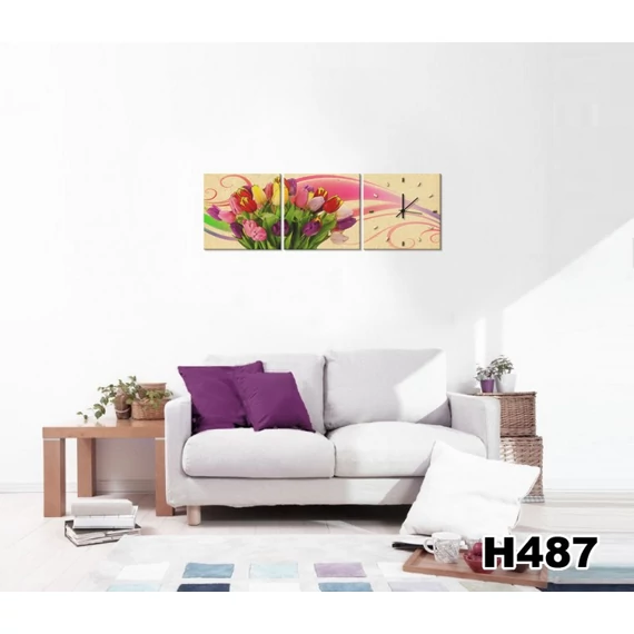 Vászonkép Faliórával H487 Mazzo Di Tulipani