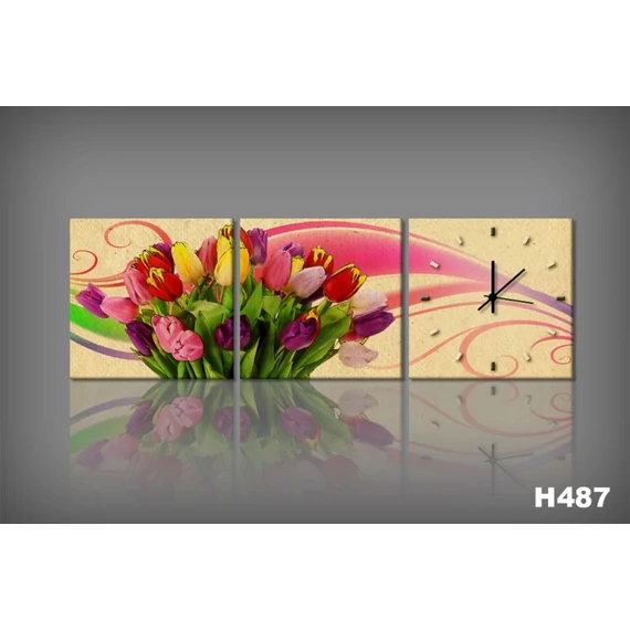 Vászonkép Faliórával H487 Mazzo Di Tulipani