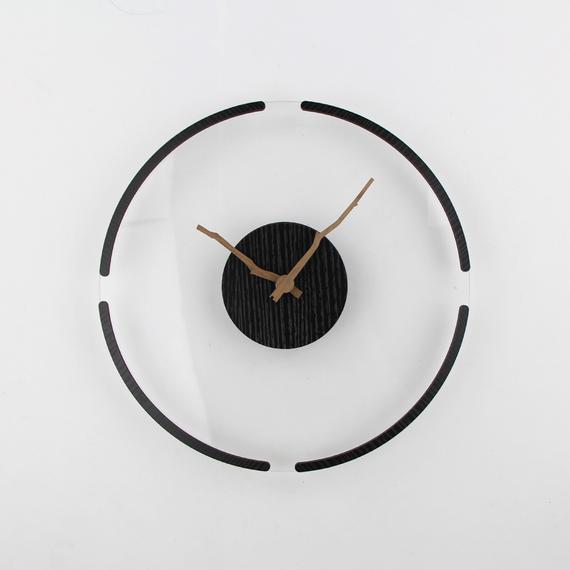 Prémium Modern falióra Plexi és fa kombinációja középbarna 30 cm